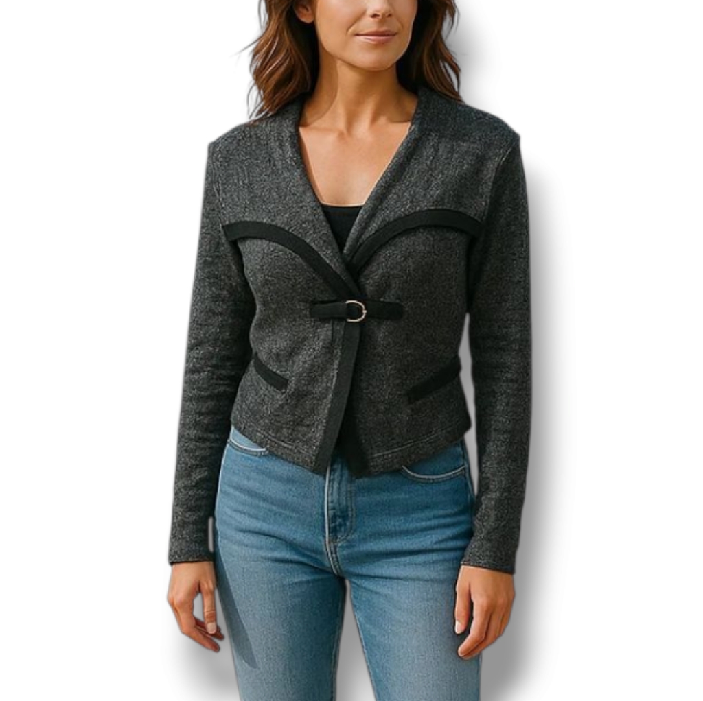 Margaret O' Leary Sweater Jacket In Heathered Grey Size Medium